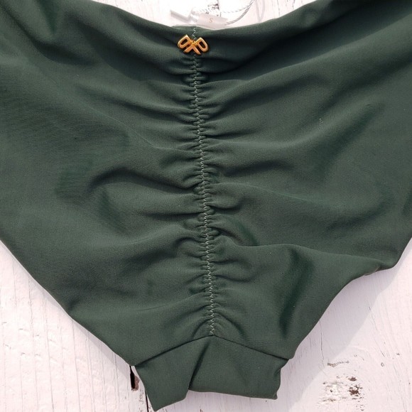 PILYQ Green Envy Basic Ruched Full Bikini Swim Bottoms Women's Size Medium NEW - Picture 14 of 14